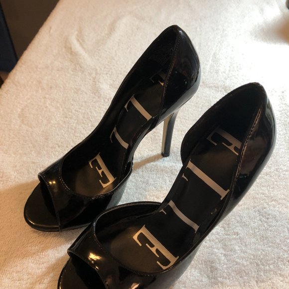 Black Patent Leather Open Toe D'Orsay - Picture 2 of 4